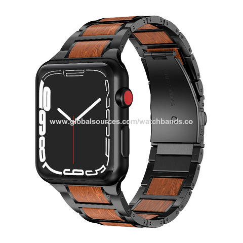 Hot sale 41mm 45mm metal stainless steel wodden watch charm band for apple  watch 7 strap bracelet, watch band charm for apple watch 7 band watch strap  - Buy China watch band