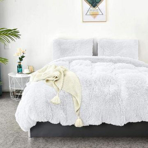 Gray Luxury Fluffy Shaggy Duvet Cover,Cute Faux Fur Comforter Set (1 Faux  Fur Du