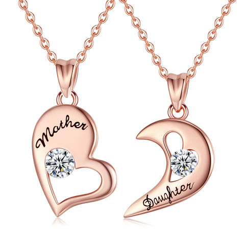 Jewelry Pilot Pink Rose Gold Plated Sterling Silver Floating Open Heart CZ Pendant Necklace