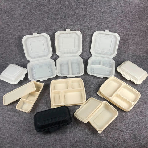 3 compartment biodegradable takeaway food box with lid - Buy
