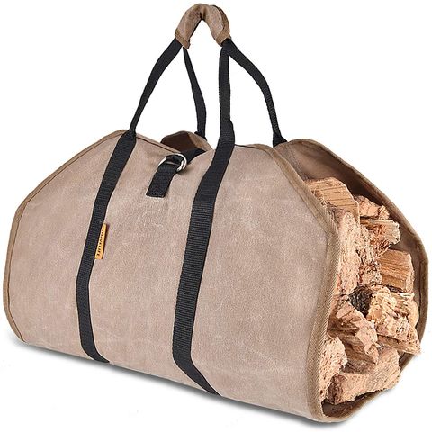 XL 2-in-1 Wax Canvas Firewood Carrier Waterproof Log Tote Wood bag 2 handles 