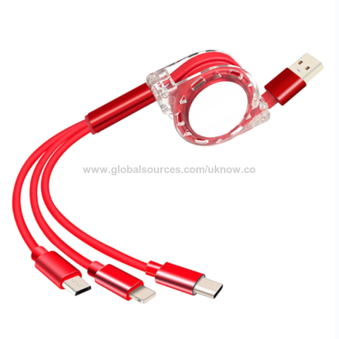 3-in-1 USB-Kabel Bestseller für Handy-Ladegerät, einziehbares USB-Ladekabel for sale at factory direct price