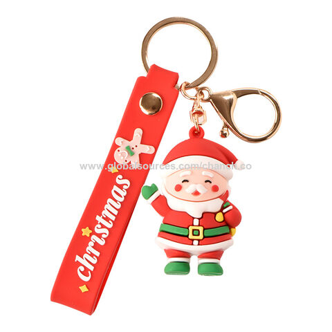 Holiday PU Leather Santa Christmas Keychain Wristlet Xmas Key Fob Wrist  Lanyards Key Chains Jewelry Wholesale - AliExpress