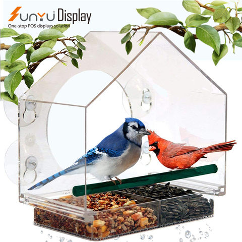 Window Bird Feeder with 3 Strong Suction Cups Acrylic Clear Bird