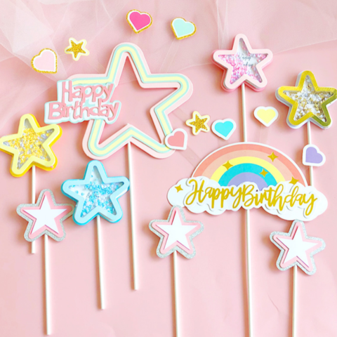 Rainbow Stars Edible Gold and Silver Star Cake Decorations