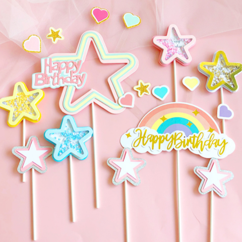 Topper para tarta de cumpleaños con estrella