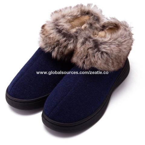 MENS COMFY WINTER WARM INDOOR FAUX SUEDE FUR LINED BED SHOES SLIPPERS BOOTIES SZ 