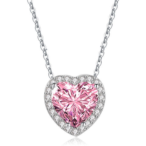 pink heart diamond necklace