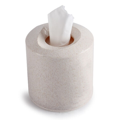 Round Rattan Tissue Box Roll Holder Toilet Paper Cover Dispenser