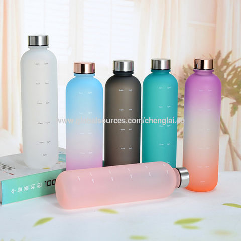 Plastic Water Bottle With Time Marker, Creative, Large Capacity,  Anti-leakage, for Sportsmen, 