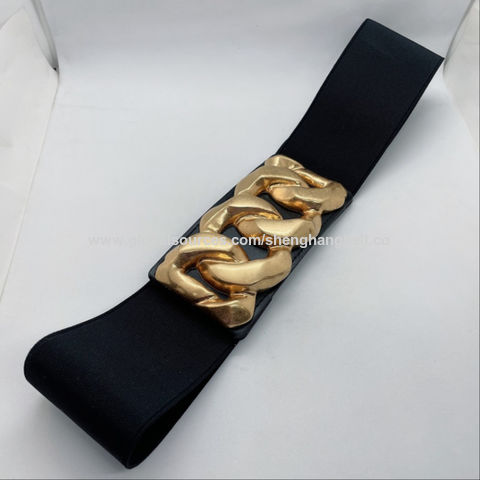 Buy Wholesale China Gold Metal Shiny Elastic Women Wide Belt For Dress & Women  Belt at USD 3