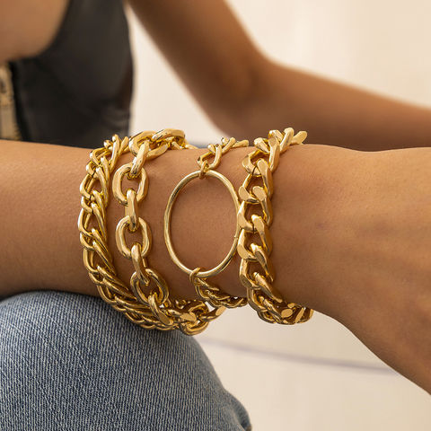 Cuban Link Chain Bangle Bracelet Set 