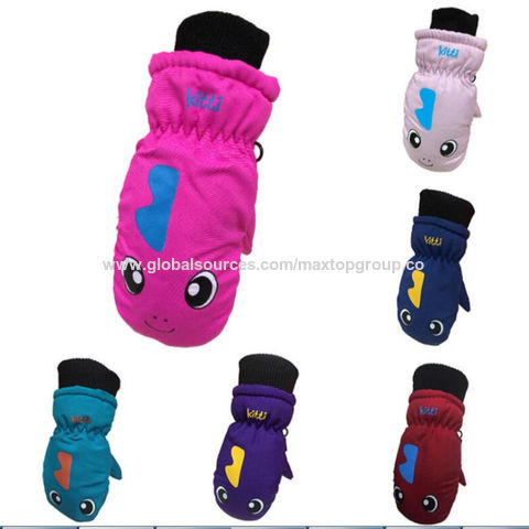 Sarung Tangan Salju Musim Dingin Ski Tahan Air Lapisan Katun Hangat untuk Anak-anak