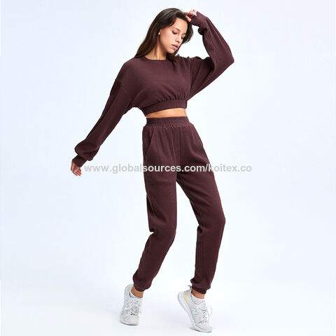 Buy Wholesale China Women's Solid Color Tracksuit Crop Tops