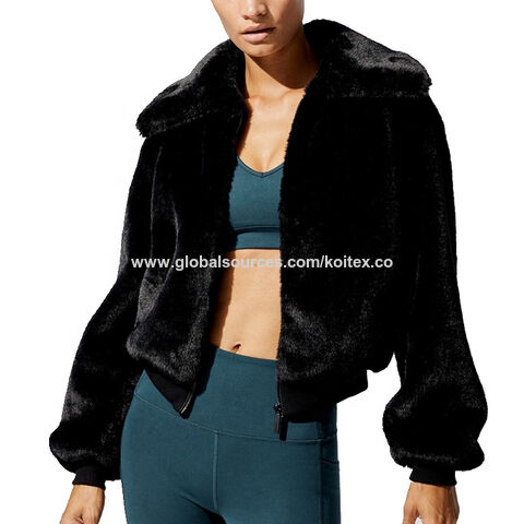 fur cropped bomber jacket