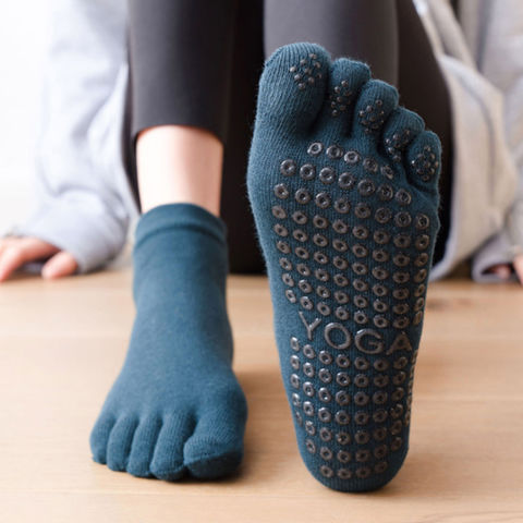 Yoga Toe Socks with Grips Pilates Women Toeless Cotton five-finger