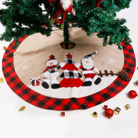 Cute Fabric Christmas Tree Skirts Xmas Decoration Ornaments 90cm 5 Styles