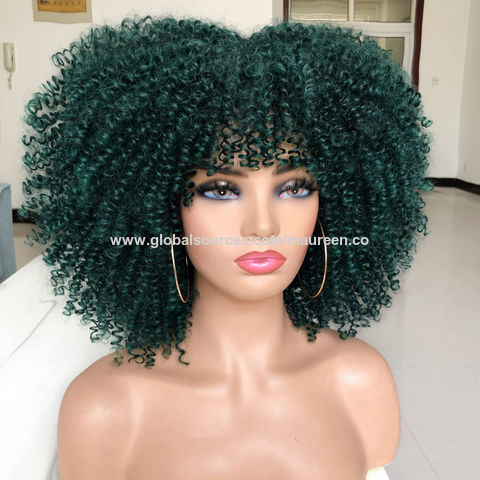 dark green afro wig