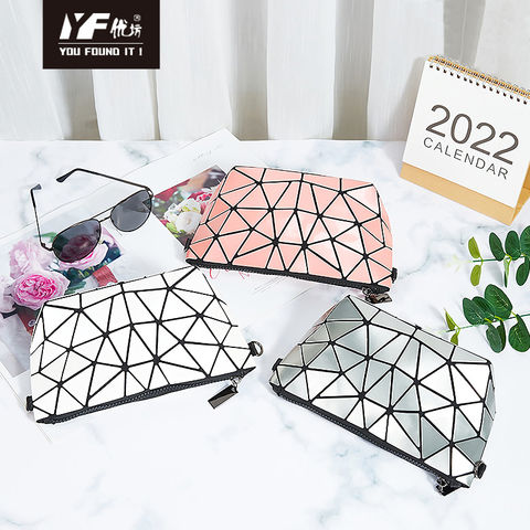Geometric Phone Purse Handbag Clutches Coins Bags PU Triangle with Wasit Strap