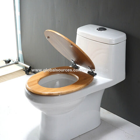 Abattant de toilette en bambou en gros, Abattant de toilette rond avec charnière en acier inoxydable, abattant de toilette de haute qualité pour salle de bain for sale at factory direct price