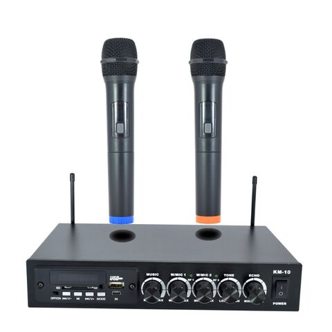 Wireless Microphone with Bluetooth, Professional UHF Dual Handheld Dynamic  Metal Mic System Set with Rechargeable Receiver, 160 ft Range, 1/4''Output