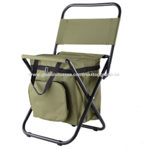 Folding Camping Chair Stool Travelling Backpack with Cooler Insulated Picnic Bag 