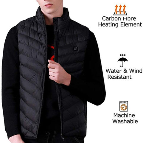 Men Smart Heated USB Sleeveless Vest Jacket heating Wind Resistant Coats Warm US 