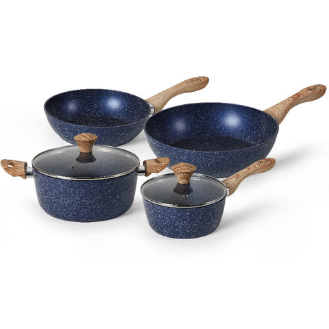 Buy Wholesale China Cooking Cookware Set Cooking Pots Granite/marble Coated  Aluminium Cookware Set Blue 6pcs & Aluminium Cookware Set at USD 22.9
