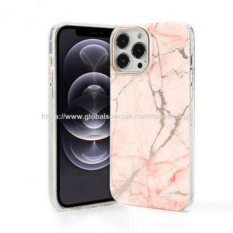 Elegante Funda Rosa de Mármol Pulido para Teléfono, Anti-Arañazos, Antigolpes, Protectora para iPhone 13