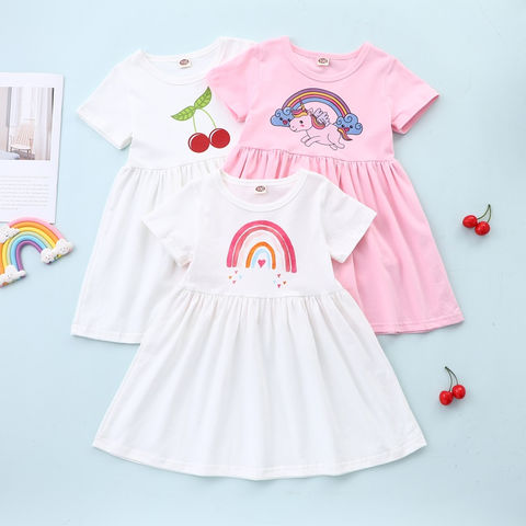 Bulk Buy China Wholesale Summer Baby Girl Clothing Kids Dresses For Girls  Cotton Rainbow Print Short Sleeve Casual Dresses $3.4 from Quanzhou Sunfull  Imp.& Exp.Co.,ltd