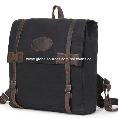 Black Rucksack Unisex Plain Backpack Canvas Travel School Shoulder Book Bag
