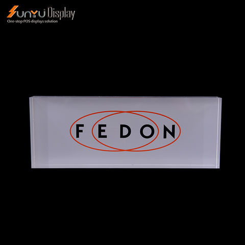 Customize Nameplate - Printed on Clear Solid Block of Acrylic