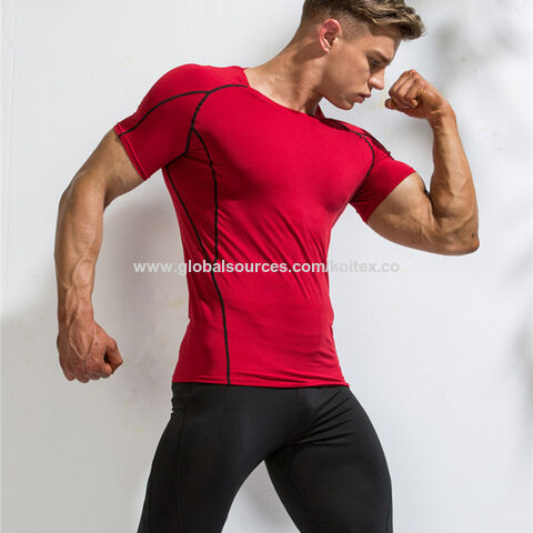 Mens Breathable T-Shirt Wicking Shirt Top Running Gym Sports Fitness Cool Dry