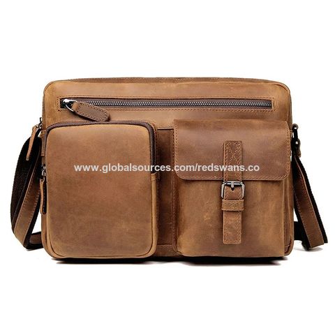 Badiya Mens Fashion Genuine Leather Mini Messenger Cross Body Bag Shoulder Bag