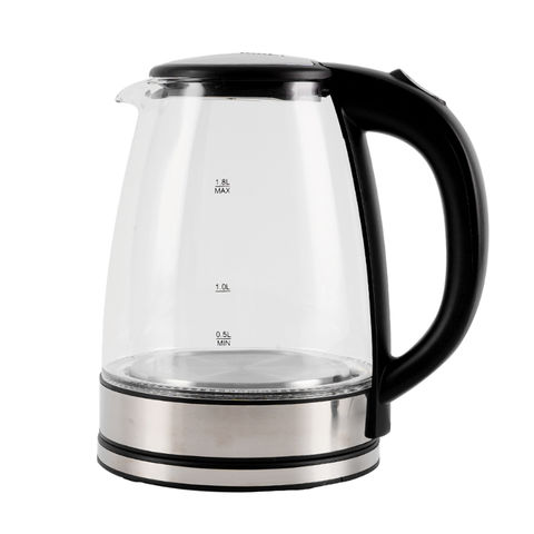 Electric Glass Kettle 1.7 L, 1500W, Stainless Steel Heating Plate,  Transparent