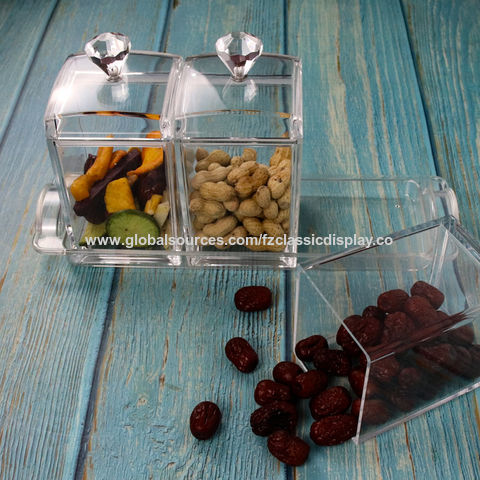 Buy Wholesale China Wholesale Plastic Airtight Food Containers Set Of 3  Acrylic Airtight Jars With Diamond Lid And Tray & Kitchen Food Storage  Container at USD 9.25