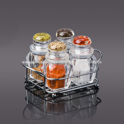 Glass Transparent Spice Jar Seasoning Box Set Kitchen Container