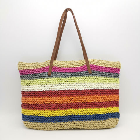 Straw Handbags Women Handwoven Round Corn Straw Bags Natural Chic Hand  Large Summer Beach Tote Woven Handle Shoulder Bag