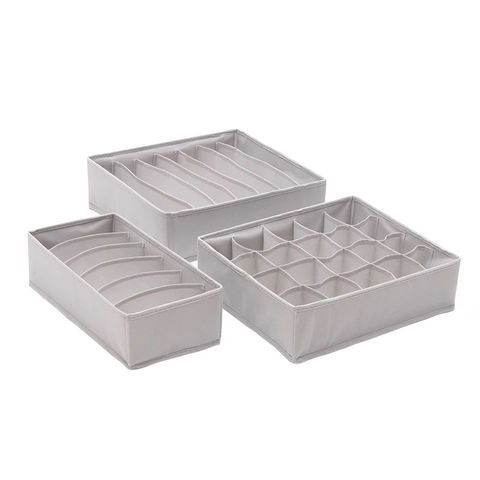 Gray - Drawer Organizer, Set of 2 Foldable 6 Compartment Lingerie Storage  Boxes, Nonwoven Bra Storage Bags, Home Drawer Storage