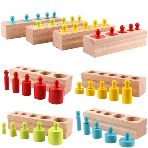 Kids Early Learning Educational Toys Knobless Cylinders Geometry Blocks