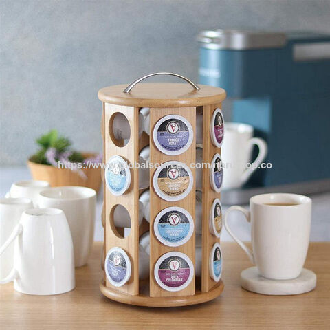Großhandel 360 Grad drehbare Kaffeekapselhalter, Bambus Espresso Kaffeepad, Kapsel Aufbewahrungsständer für Küche Büro for sale at factory direct price