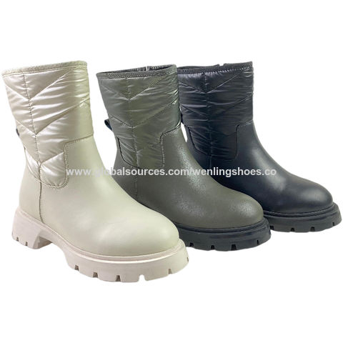 Botas de lluvia de felpa para mujer, zapatos impermeables, cálidos, de  piel, de alta calidad, para exteriores, Invierno