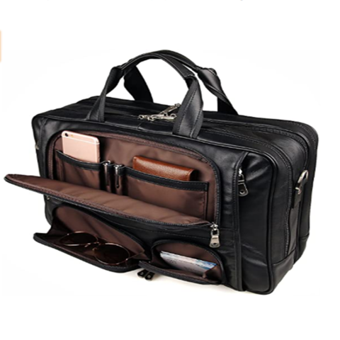 Business Travel Briefcase Genuine Leather Duffel Bags for Men 