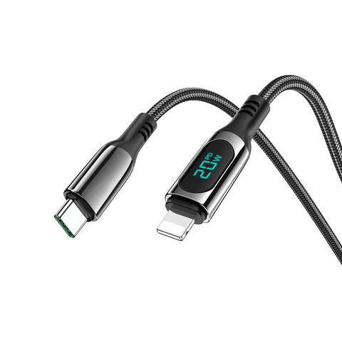Cable USB Tipo-C a Lightning, con pantalla LED, longitud cable: 1 m