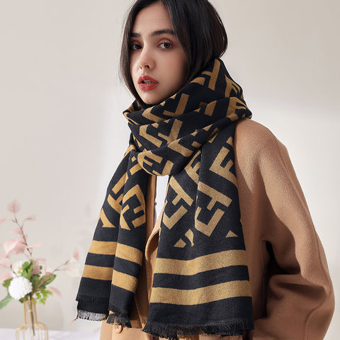 Floral Print Cashmere Shawl Wrap Scarf Women Luxury Winter Warm