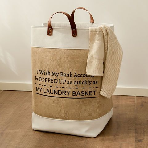 Portable Canvas Fabric Cotton Fabric Folding Laundry Bucket Burlap