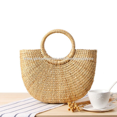 Buy WHOLESALE Straw Bags Rope Handle Straw Baskets 10/25/50 Pieces Handmade  Palm Leaf Bag Online in India - Etsy