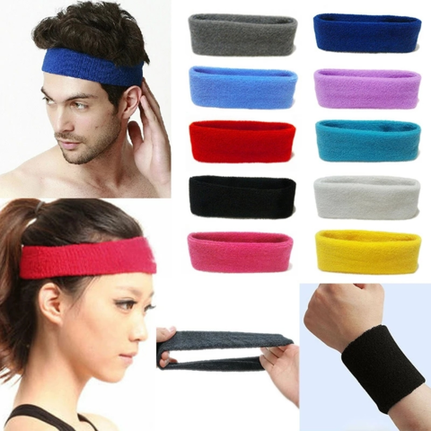 Men Women Sports Headband Head Sweatband Sweat Hair Band Gym Stretch  Headwrap