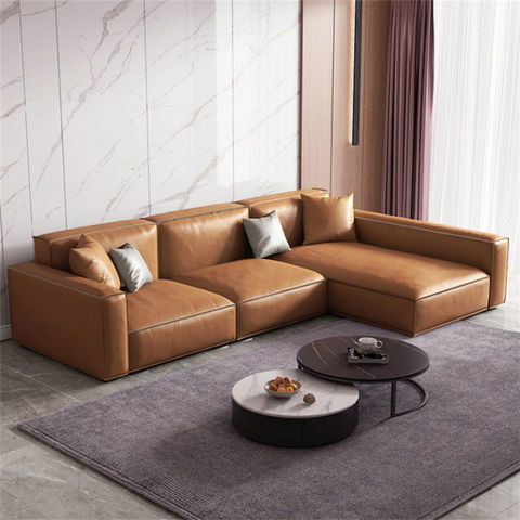 Leather Combination Sectional Sofa Set, Designer Leather Sectional Sofa