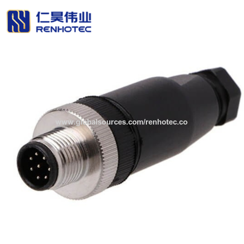 VELLEDQ Industrial Field-wireable M12 Sensor Connector 8-Pin Female Metal Adaptor Screw Terminal Shielded Plug Fittings